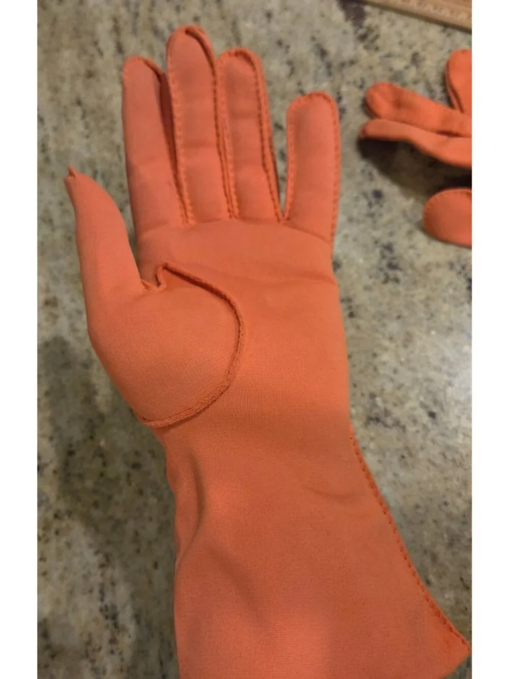 Vintage Womens Size XL XXL Pumpkin Orange Formal Stretch Nylon Gloves